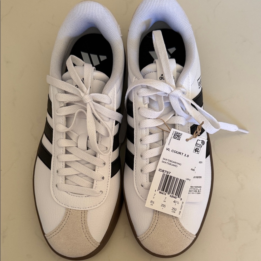 adidas VL Court 3.0 White and Black shoes